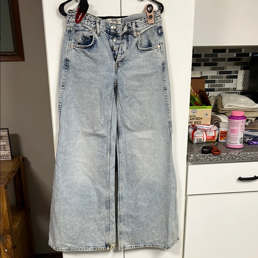 We the free Women's Light Blue Wide-Leg Jeans